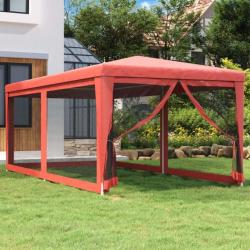 Tente de fête avec 6 parois latérales en maille Rouge 3x6m PEHD