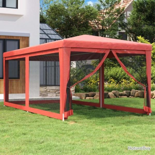 Tente de fte avec 6 parois latrales en maille Rouge 3x6m PEHD