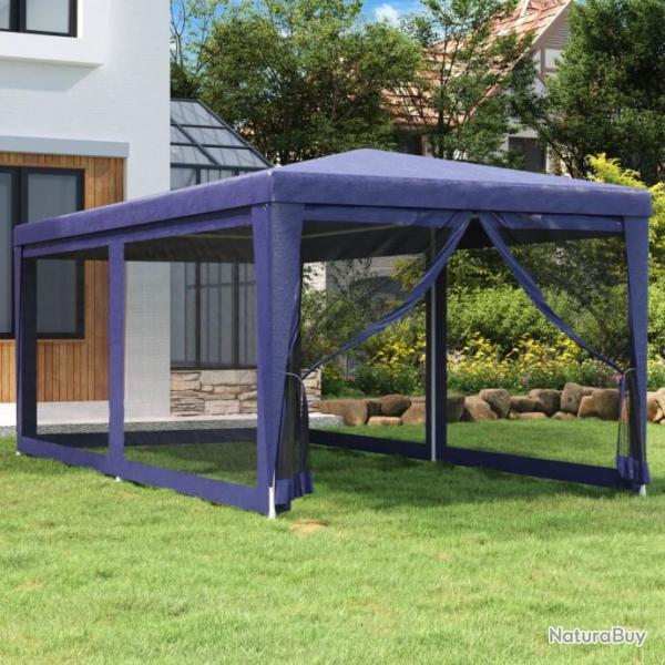 Tente de fte avec 6 parois latrales en maille Bleu 3x6 m PEHD