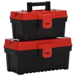 Ensemble de boîtes à outils 2 pcs Noir et rouge Polypropylène