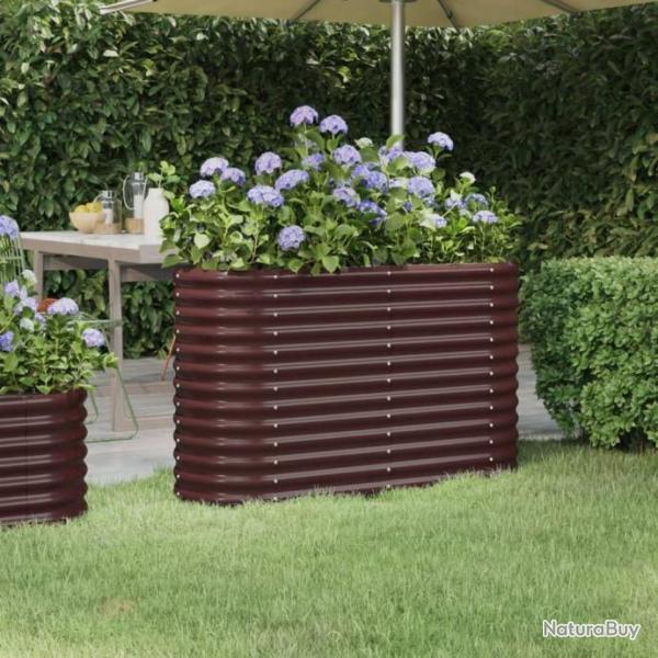 Jardinire de jardin Acier enduit de poudre 114x40x68 cm Marron