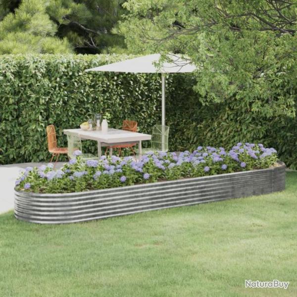 Jardinire Acier enduit de poudre 396x100x36 cm Argent