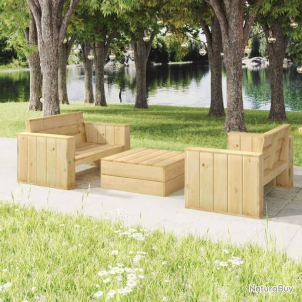 Salon de jardin 3 pcs Bois massif de pin imprgn