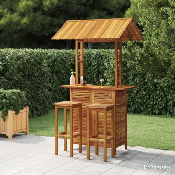 Ensemble de bar de jardin 3 pcs Bois d'acacia solide