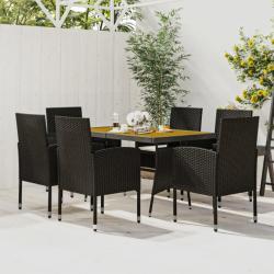 Mobilier à dîner d'extérieur 7 pcs Résine tressée Noir