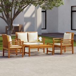 Salon de jardin 4 pcs avec coussins Bois massif d'acacia