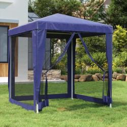 Tente de fête avec 4 parois latérales en maille Bleu 2x2 m PEHD