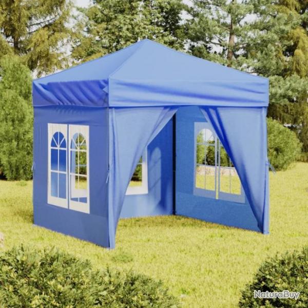 Tente de rception pliable avec parois Bleu 2x2 m