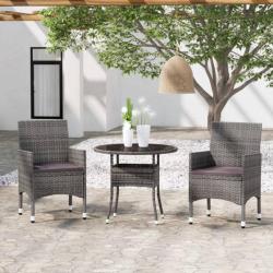 Mobilier à dîner de jardin 3 pcs Résine tressée Gris