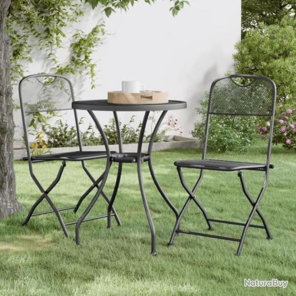 Mobilier  dner de jardin 3 pcs Maille Mtal Anthracite