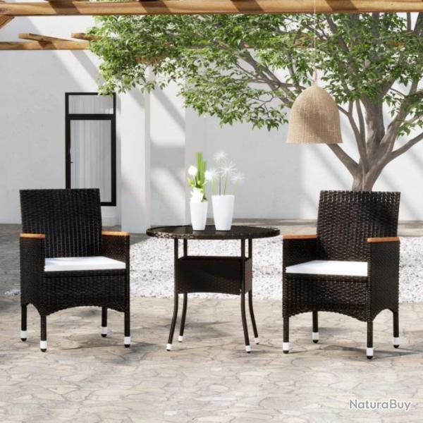 Mobilier  dner de jardin 3 pcs Rsine tresse Noir