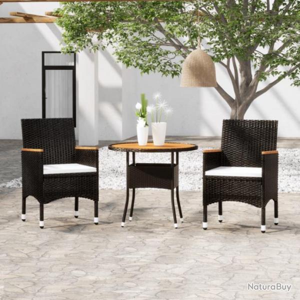 Mobilier  dner de jardin 3 pcs Rsine tresse Noir