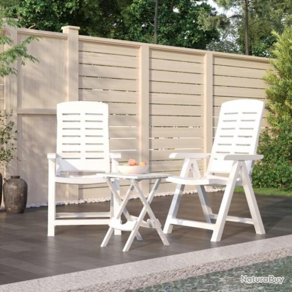 Ensemble de salle  manger de jardin 3 pcs Blanc Polypropylne