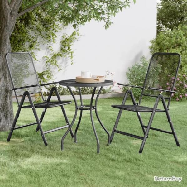 Table de jardin 60x72 cm Maille mtallique Anthracite