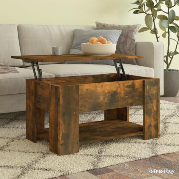 Table basse Chne fum 79x49x41 cm Bois d'ingnierie