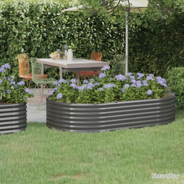 Jardinire de jardin Acier enduit de poudre 175x100x36 cm Gris