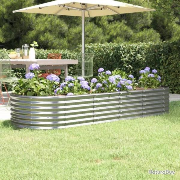 Jardinire Acier enduit de poudre 224x80x36 cm Argent