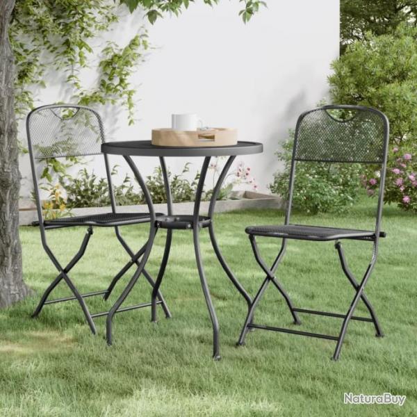 Chaises pliables de jardin 2 pcs Maille mtallique Anthracite