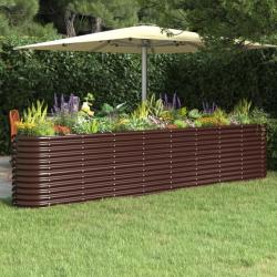 Jardinière de jardin Acier enduit de poudre 332x40x68 cm Marron