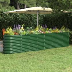 Jardinière de jardin Acier enduit de poudre 332x40x68 cm Vert