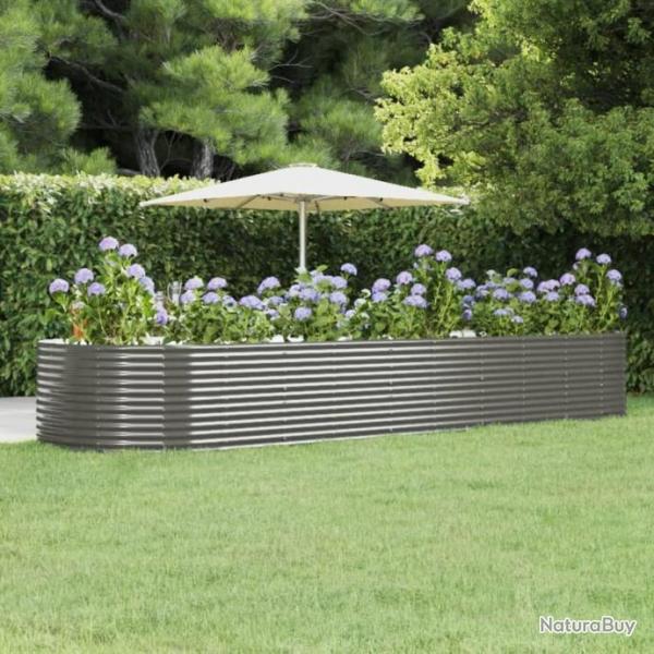 Lit surlev de jardin Gris 447x140x68cm Acier enduit de poudre