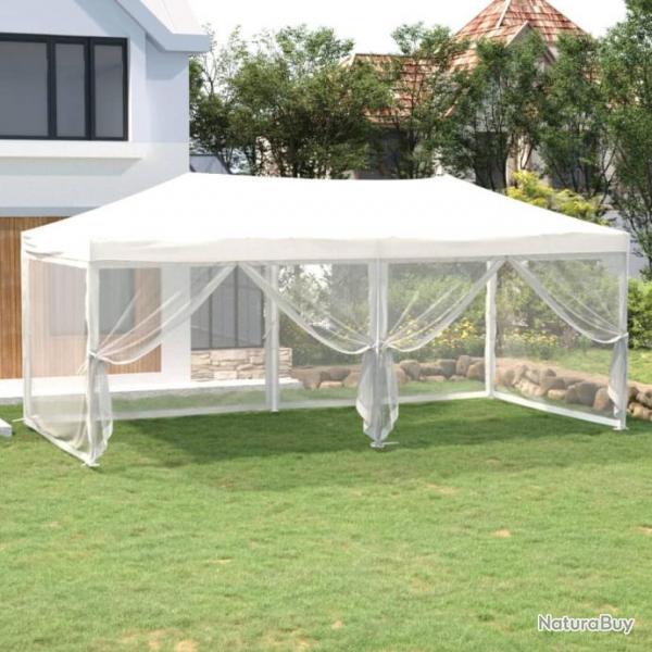 Tente de rception pliable avec parois Blanc 3x6 m