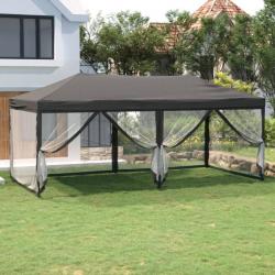 Tente de réception pliable avec parois Anthracite 3x6 m