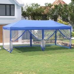 Tente de réception pliable avec parois Bleu 3x6 m