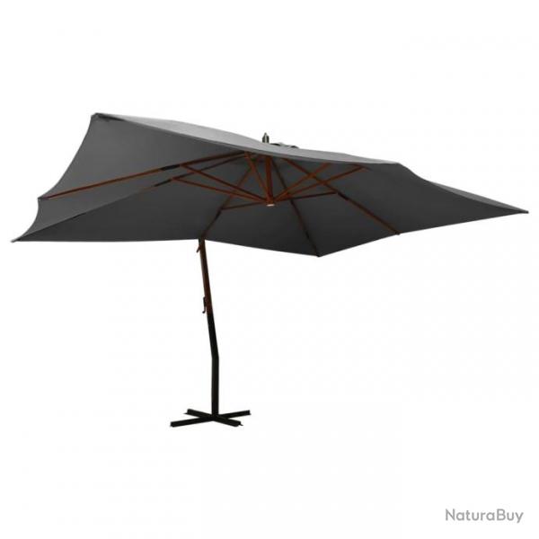 Parasol en porte--faux avec mt en bois 400x300 cm Anthracite