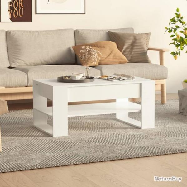 Table basse Blanc 102x55x45 cm Bois d'ingnierie