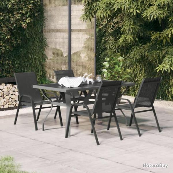 Ensemble de salle  manger de jardin 5 pcs Gris et noir