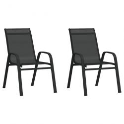 Chaises empilables de jardin 2 pcs Noir Tissu textilène