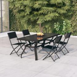 Ensemble de salle à manger de jardin 5 pcs Gris et noir