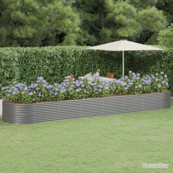 Jardinire de jardin Acier enduit de poudre 584x140x68 cm Gris