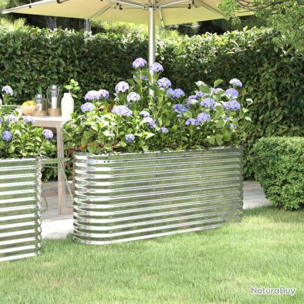 Jardinire Acier enduit de poudre 152x40x68 cm Argent