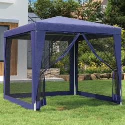 Tente de fête avec 4 parois latérales en maille Bleu 2,5x2,5 m