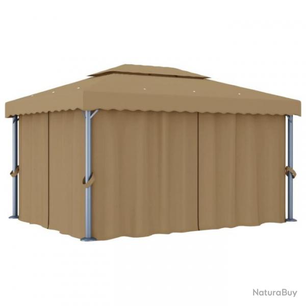 Tonnelle avec rideau 4x3 m Taupe Aluminium