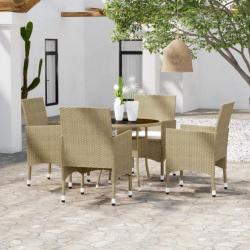 Ensemble de salle à manger de jardin 5 pcs Résine tressée Beige