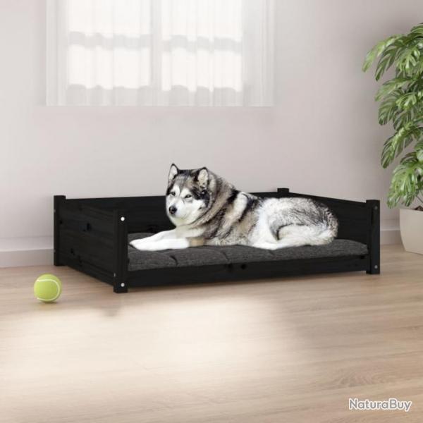 Lit pour chien Noir 105,5x75,5x28 cm Bois de pin solide