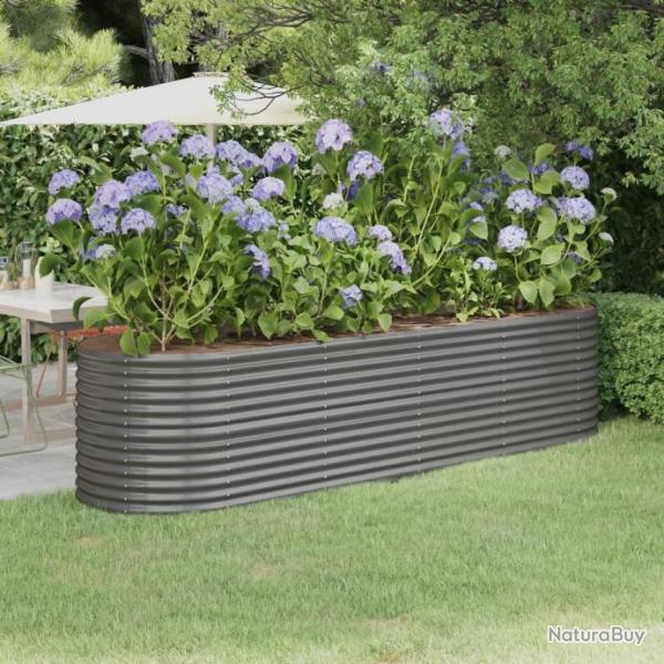 Jardinire de jardin Acier enduit de poudre 296x80x68 cm Gris