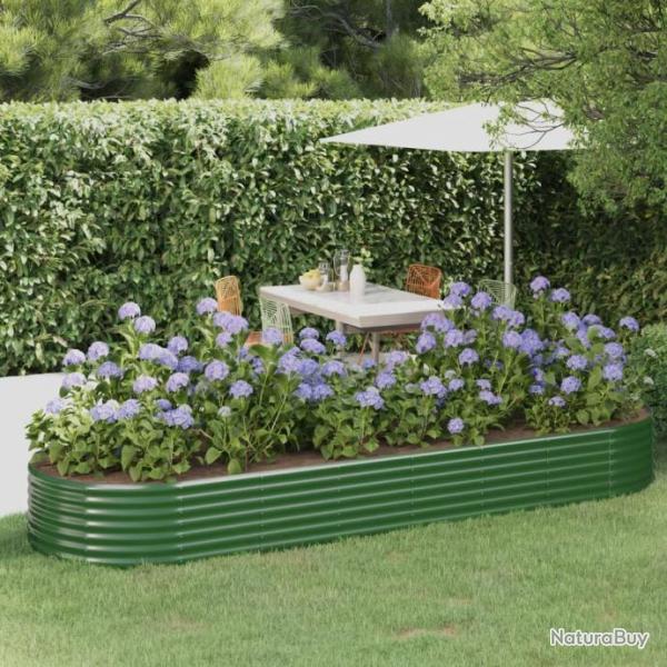 Jardinire de jardin Acier enduit de poudre 322x100x36 cm Vert