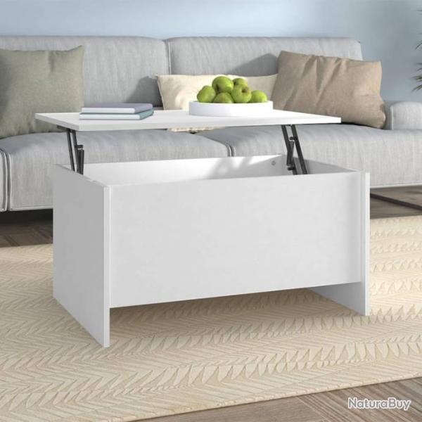 Table basse Blanc 80x55,5x41,5 cm Bois d'ingnierie