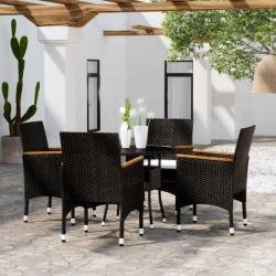 Mobilier de salle à manger de jardin 5 pcs Résine tressée Noir