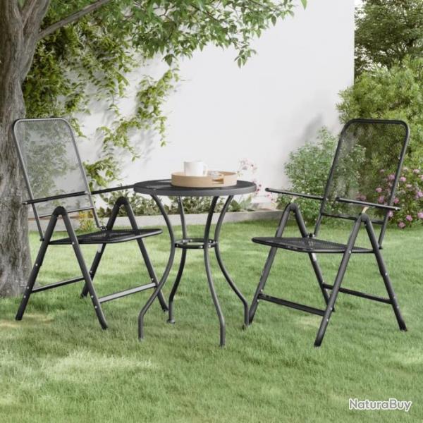 Chaises pliables de jardin 2 pcs Maille mtallique Anthracite