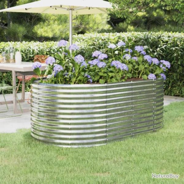 Jardinire de jardin Acier enduit poudre 175x100x68 cm Argent