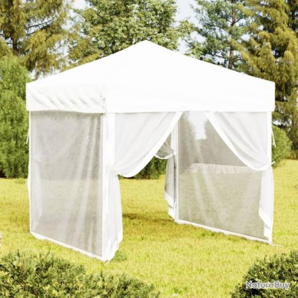 Tente de rception pliable avec parois Blanc 2x2 m