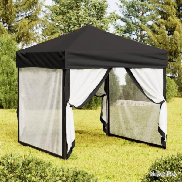 Tente de rception pliable avec parois Noir 2x2 m