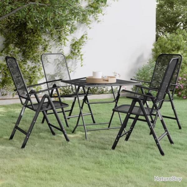 Mobilier  dner de jardin 5 pcs Maille Mtal Anthracite