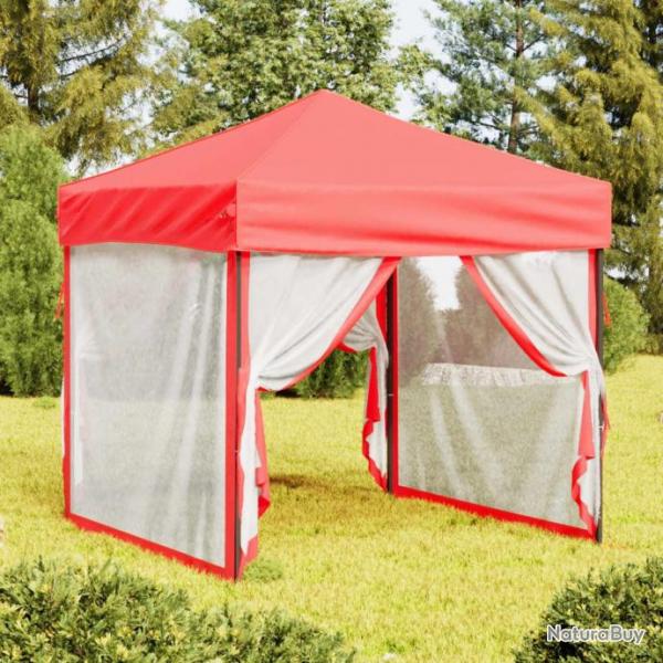 Tente de rception pliable avec parois Rouge 2x2 m