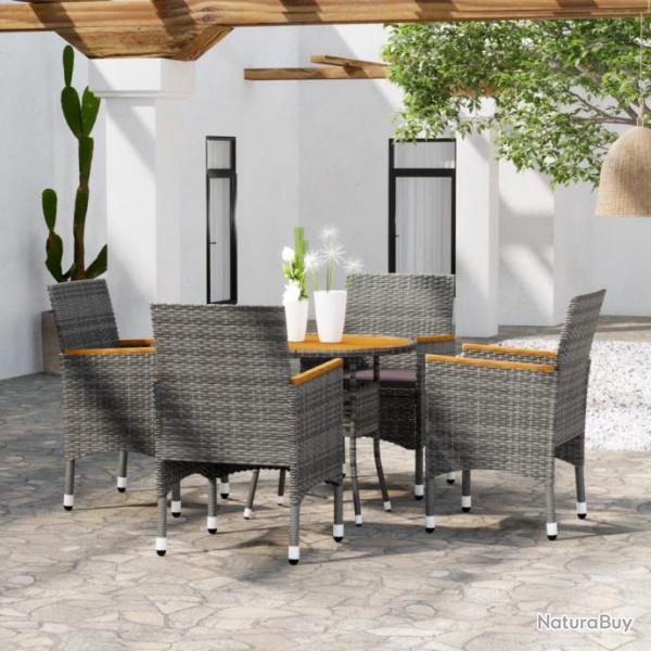 Mobilier de salle  manger de jardin 5 pcs Rsine tresse Gris